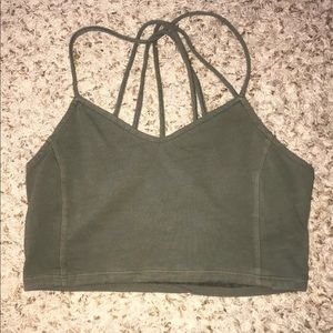 Faded green crop top with crossed back